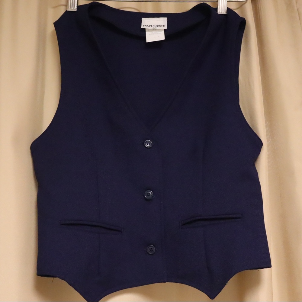 Women’s navy blue button up vest